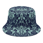 Blue And Teal Damask Pattern Print Bucket Hat