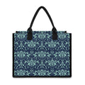 Blue And Teal Damask Pattern Print Canvas Tote Bag