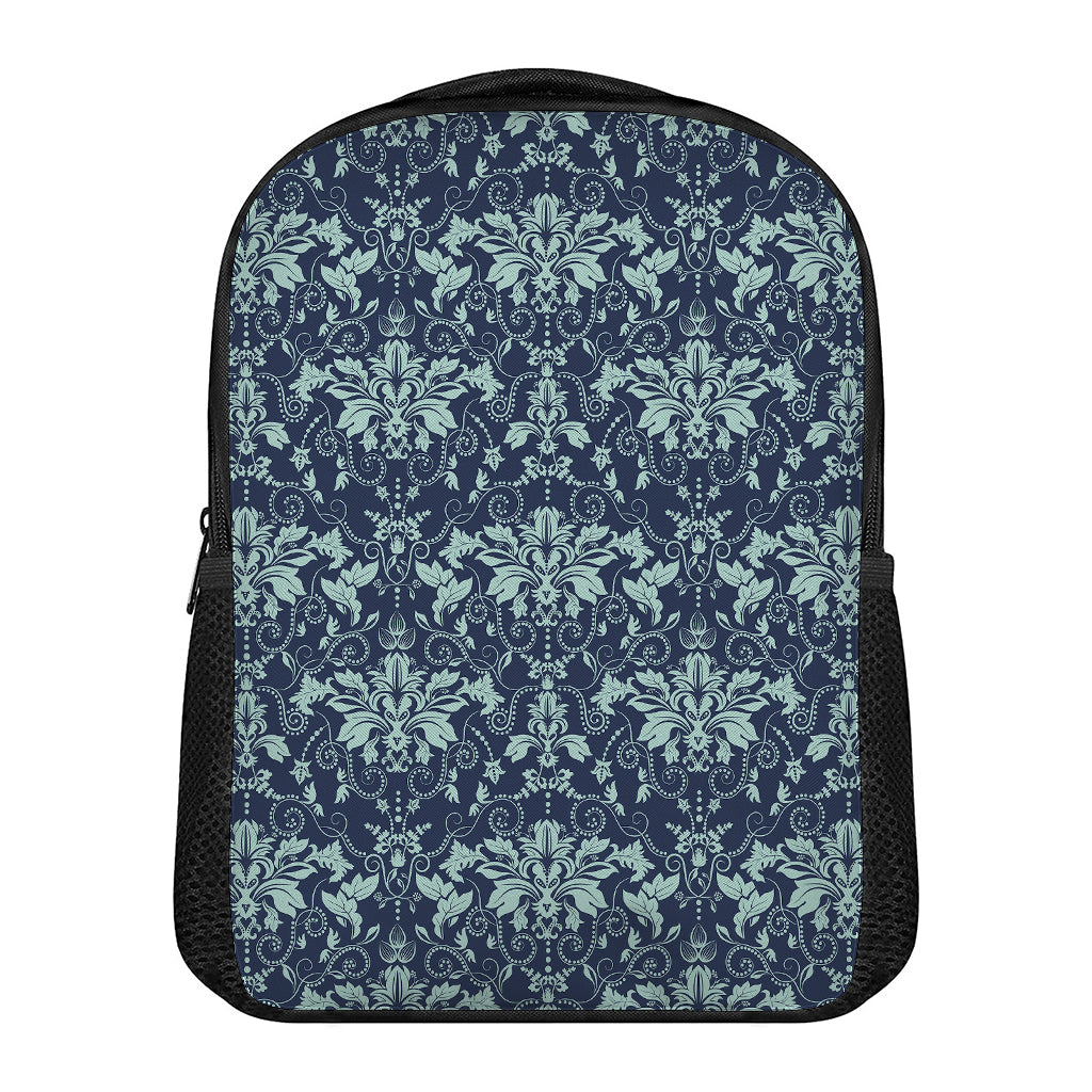 Blue And Teal Damask Pattern Print Casual Backpack