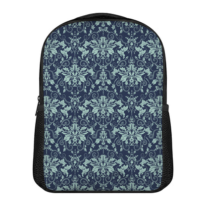 Blue And Teal Damask Pattern Print Casual Backpack