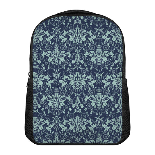 Blue And Teal Damask Pattern Print Casual Backpack