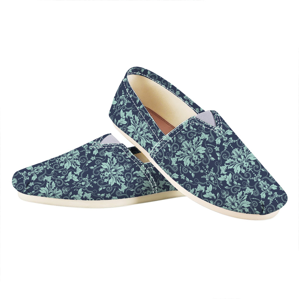 Blue And Teal Damask Pattern Print Casual Shoes