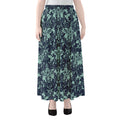 Blue And Teal Damask Pattern Print Chiffon Maxi Skirt