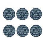 Blue And Teal Damask Pattern Print Coaster Set
