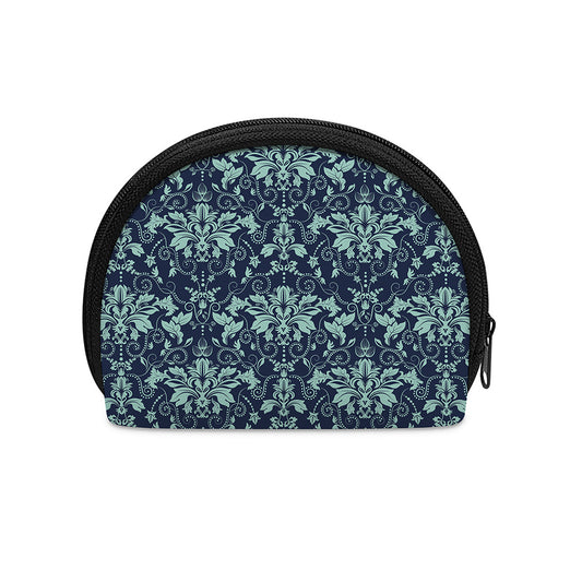 Blue And Teal Damask Pattern Print Coin Purse