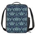 Blue And Teal Damask Pattern Print Crossbody Lunch Bag