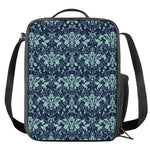 Blue And Teal Damask Pattern Print Crossbody Lunch Bag