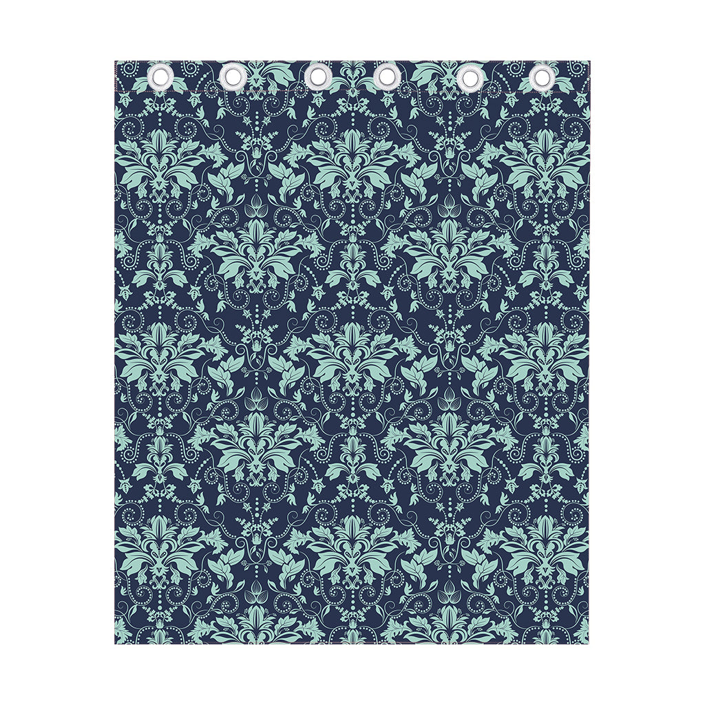 Blue And Teal Damask Pattern Print Curtain