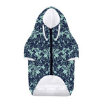 Blue And Teal Damask Pattern Print Dog Zip Up Hoodie