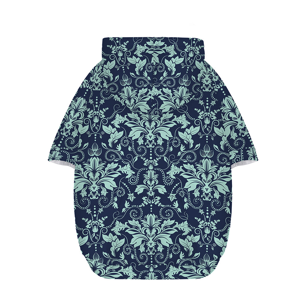 Blue And Teal Damask Pattern Print Dog Zip Up Hoodie