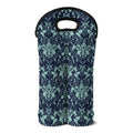Blue And Teal Damask Pattern Print Double Neoprene Wine Tote