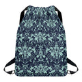 Blue And Teal Damask Pattern Print Drawstring Backpack