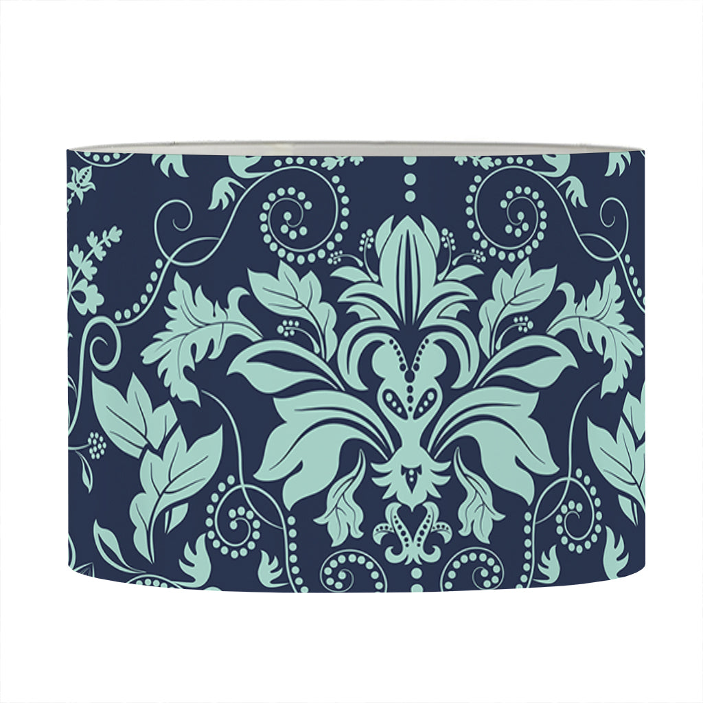 Blue And Teal Damask Pattern Print Drum Lamp Shade