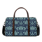 Blue And Teal Damask Pattern Print Duffle Bag