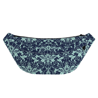 Blue And Teal Damask Pattern Print Fanny Pack