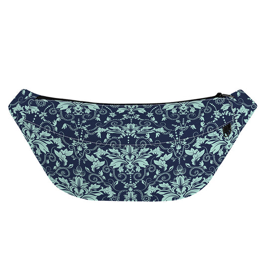 Blue And Teal Damask Pattern Print Fanny Pack