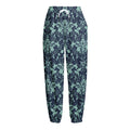 Blue And Teal Damask Pattern Print Fleece Lined Knit Pants