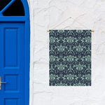 Blue And Teal Damask Pattern Print Garden Flag