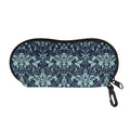 Blue And Teal Damask Pattern Print Glasses Case