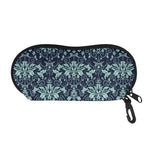 Blue And Teal Damask Pattern Print Glasses Case