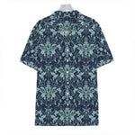 Blue And Teal Damask Pattern Print Hawaiian Shirt