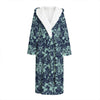 Blue And Teal Damask Pattern Print Hooded Bathrobe