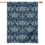 Blue And Teal Damask Pattern Print House Flag