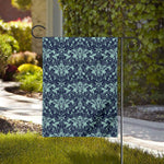 Blue And Teal Damask Pattern Print House Flag