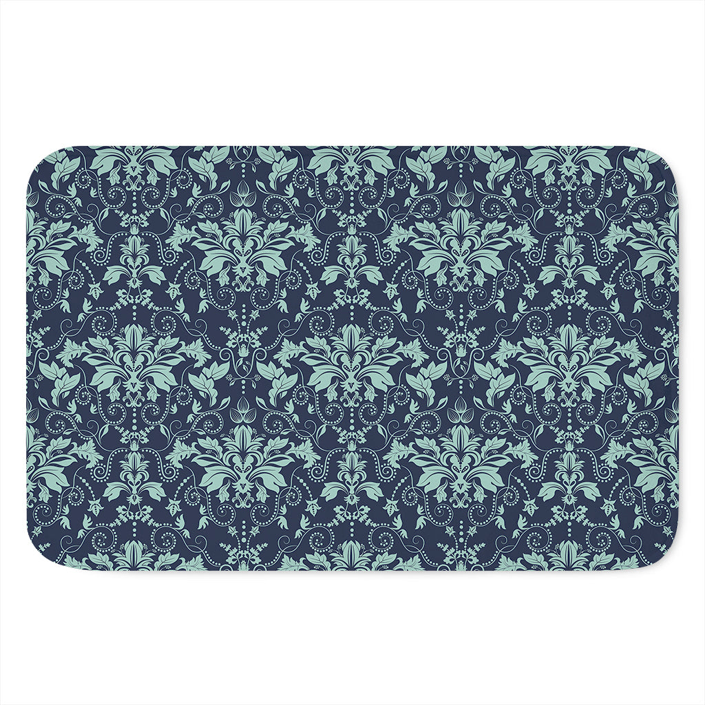 Blue And Teal Damask Pattern Print Indoor Door Mat