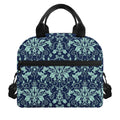 Blue And Teal Damask Pattern Print Insulated Lunch Bag