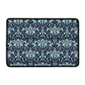 Blue And Teal Damask Pattern Print Kitchen Mat