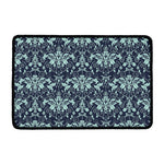 Blue And Teal Damask Pattern Print Kitchen Mat