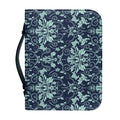 Blue And Teal Damask Pattern Print Leather Bible Cover