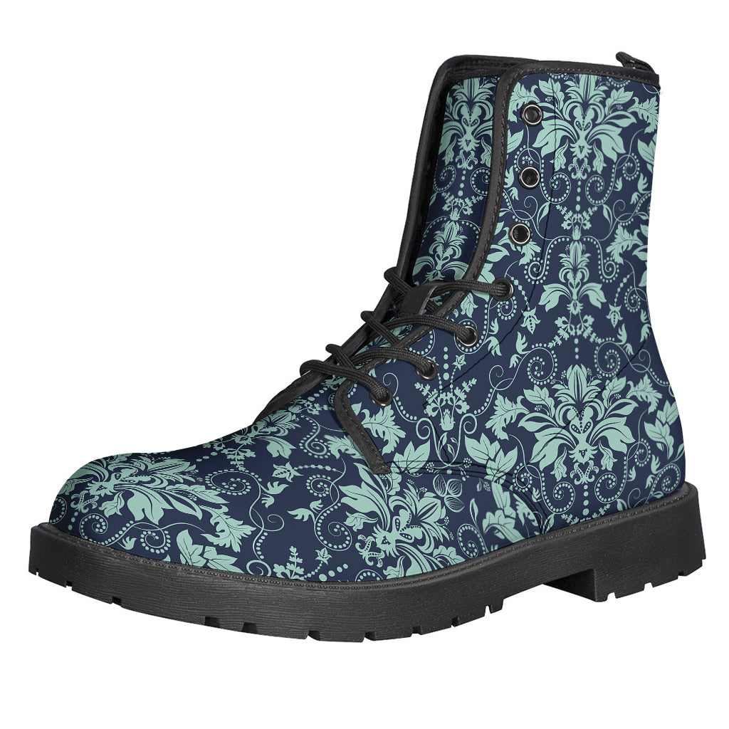 Blue And Teal Damask Pattern Print Backpack