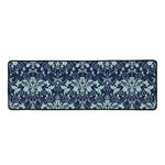 Blue And Teal Damask Pattern Print Long Kitchen Mat