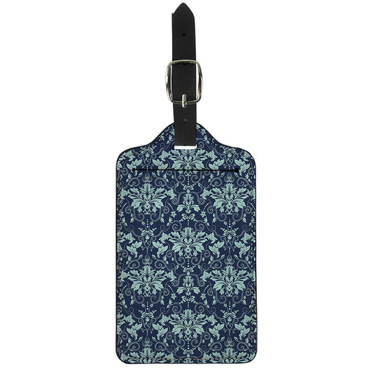 Blue And Teal Damask Pattern Print Luggage Tag
