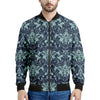 Blue And Teal Damask Pattern Print Men's Bomber Jacket