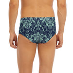 Blue And Teal Damask Pattern Print Men's Briefs