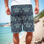Blue And Teal Damask Pattern Print Men's Cargo Shorts