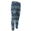 Blue And Teal Damask Pattern Print Men's Compression Pants