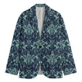 Blue And Teal Damask Pattern Print Men's Cotton Blazer