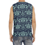 Blue And Teal Damask Pattern Print Men's Fitness Tank Top