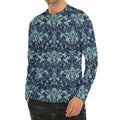 Blue And Teal Damask Pattern Print Men's Long Sleeve Rash Guard