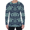 Blue And Teal Damask Pattern Print Men's Long Sleeve T-Shirt