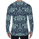 Blue And Teal Damask Pattern Print Men's Long Sleeve T-Shirt