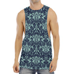Blue And Teal Damask Pattern Print Men's Muscle Tank Top