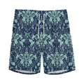 Blue And Teal Damask Pattern Print Men's Athletic Shorts