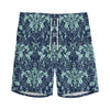 Blue And Teal Damask Pattern Print Men's Sports Shorts
