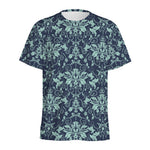 Blue And Teal Damask Pattern Print Men's Sports T-Shirt