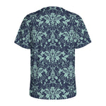 Blue And Teal Damask Pattern Print Men's Sports T-Shirt